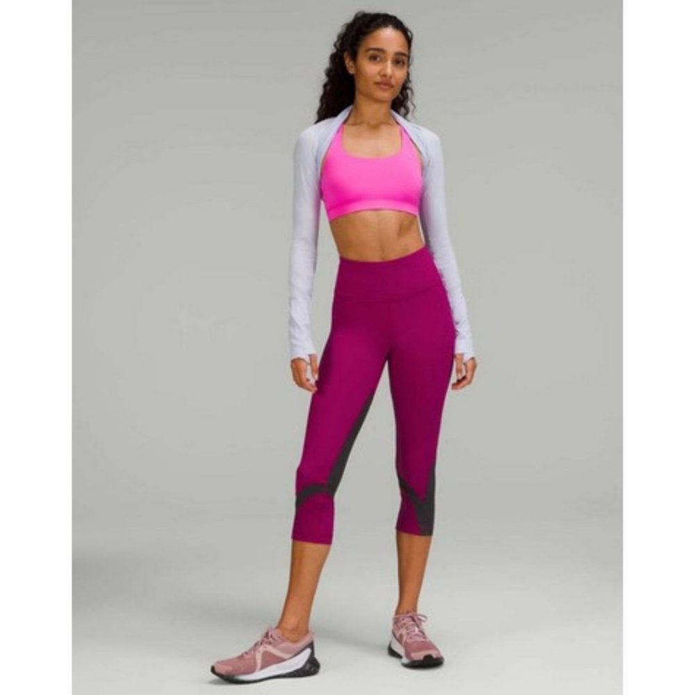 Lululemon Throwback Inspire High-Rise Crop 21" Magenta Purple Size 12